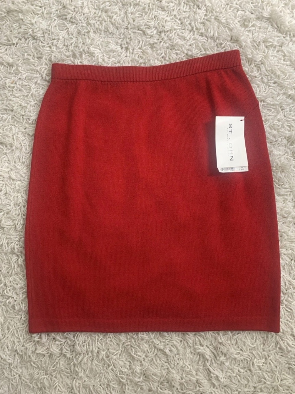 St John Collection Traditional Santana Pull On Pencil Skirt Size 12 Red